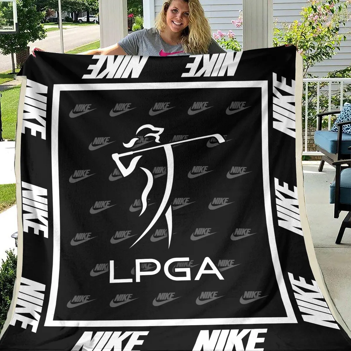 LPGA Tournament Nike Brand Exclusive Logo All Over Prints BLLPGA221024A01NKBLK - Blanket