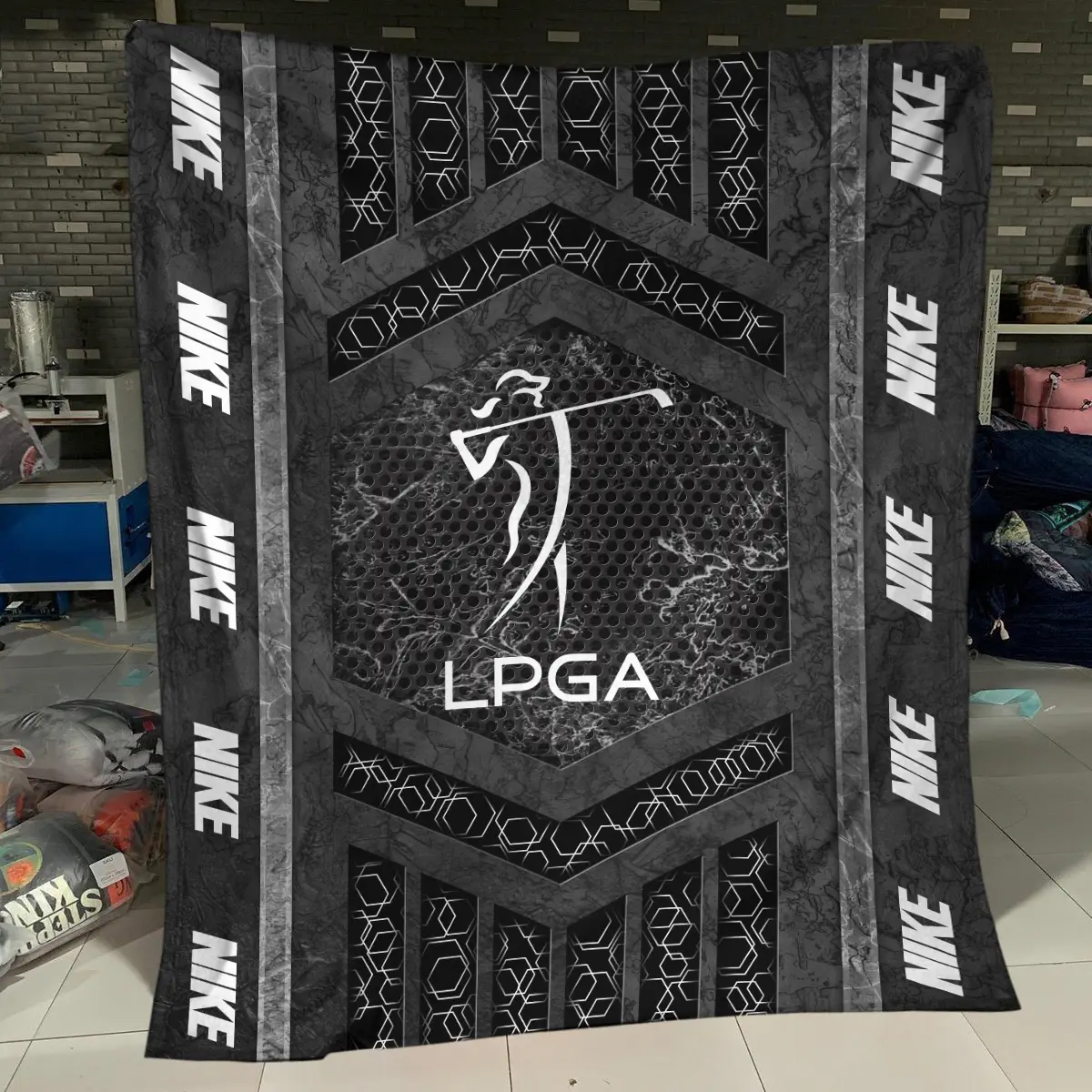 LPGA Tournament Nike Brand Exclusive Logo All Over Prints BLLPGA231024A01NKBLK - Blanket