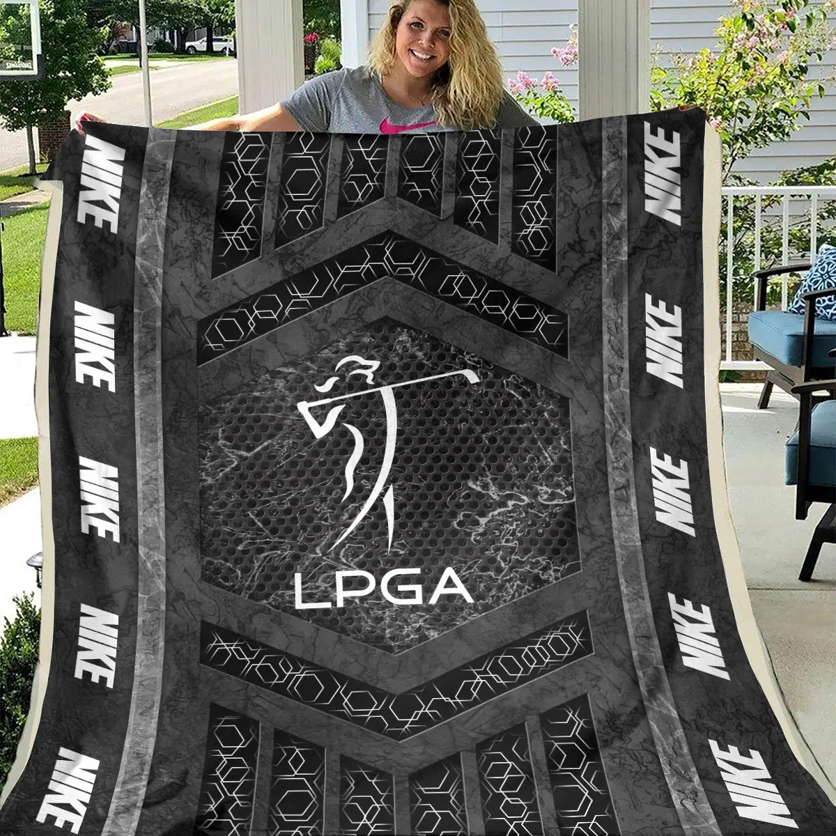 LPGA Tournament Nike Brand Exclusive Logo All Over Prints BLLPGA231024A01NKBLK - Blanket