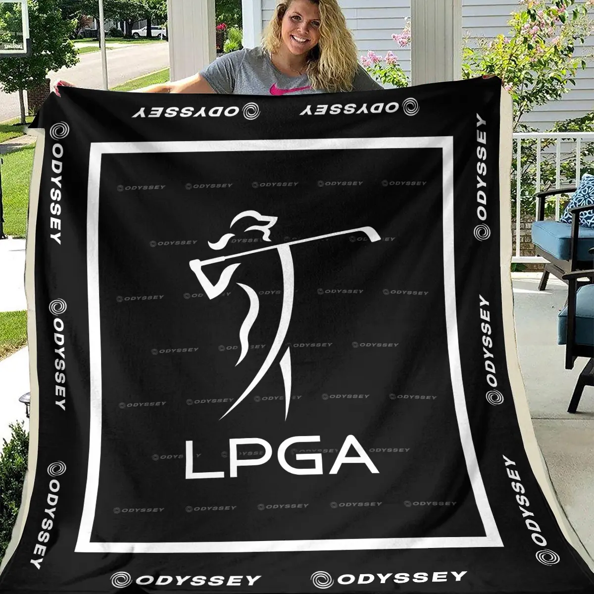 LPGA Tournament Odyssey Brand Exclusive Logo All Over Prints BLLPGA221024A01ODBLK - Blanket