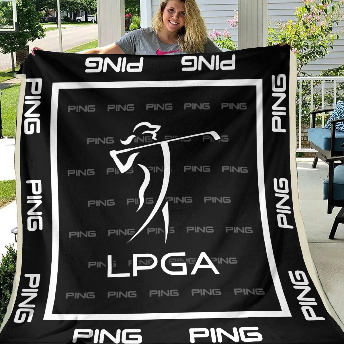 LPGA Tournament Ping Brand Exclusive Logo All Over Prints BLLPGA221024A01PIBLK - Blanket