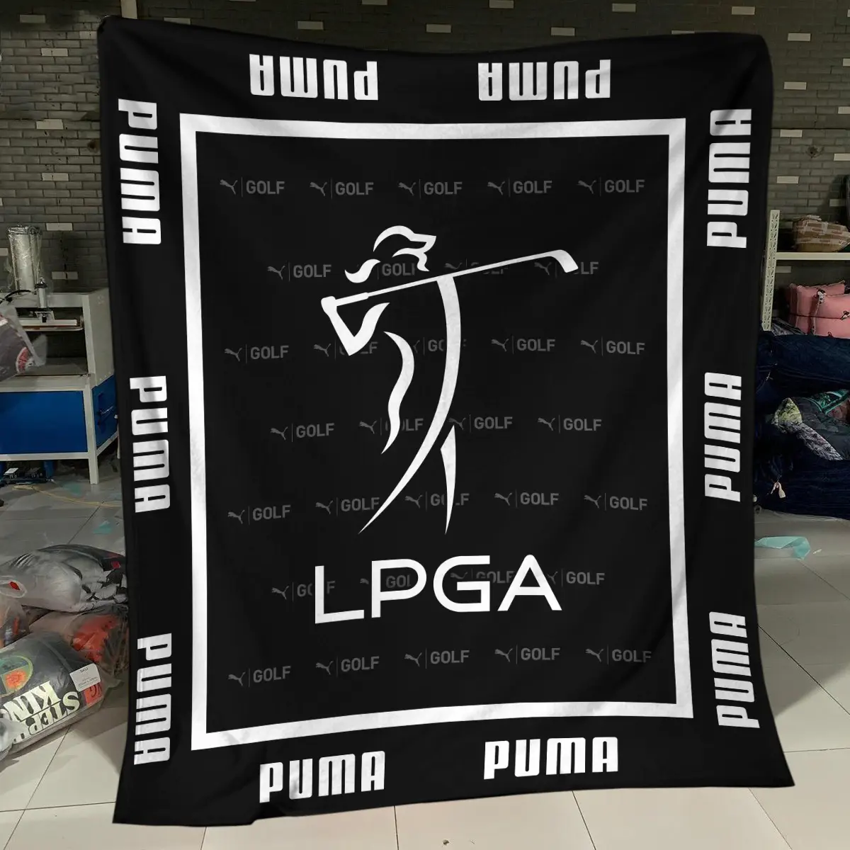 LPGA Tournament PUMA Golf Brand Exclusive Logo All Over Prints BLLPGA221024A01PUMBLK - Blanket