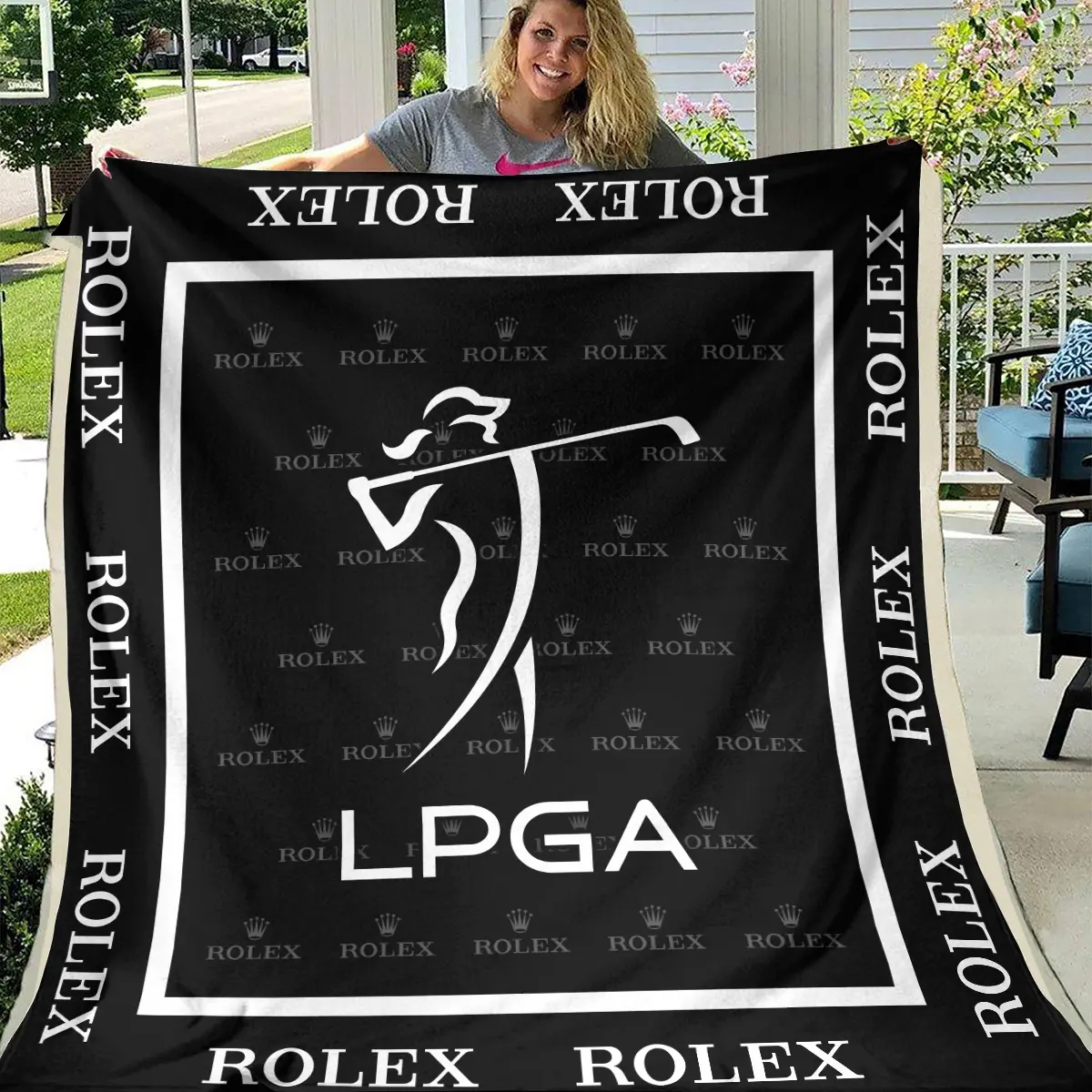 LPGA Tournament Rolex Brand Exclusive Logo All Over Prints BLLPGA221024A01ROXBLK - Blanket