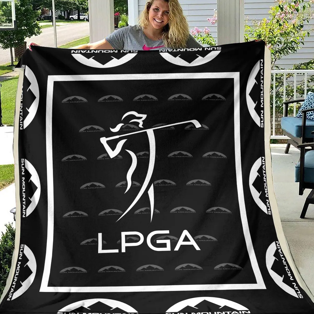 LPGA Tournament Sun Mountain Brand Exclusive Logo All Over Prints BLLPGA221024A01SMBLK - Blanket