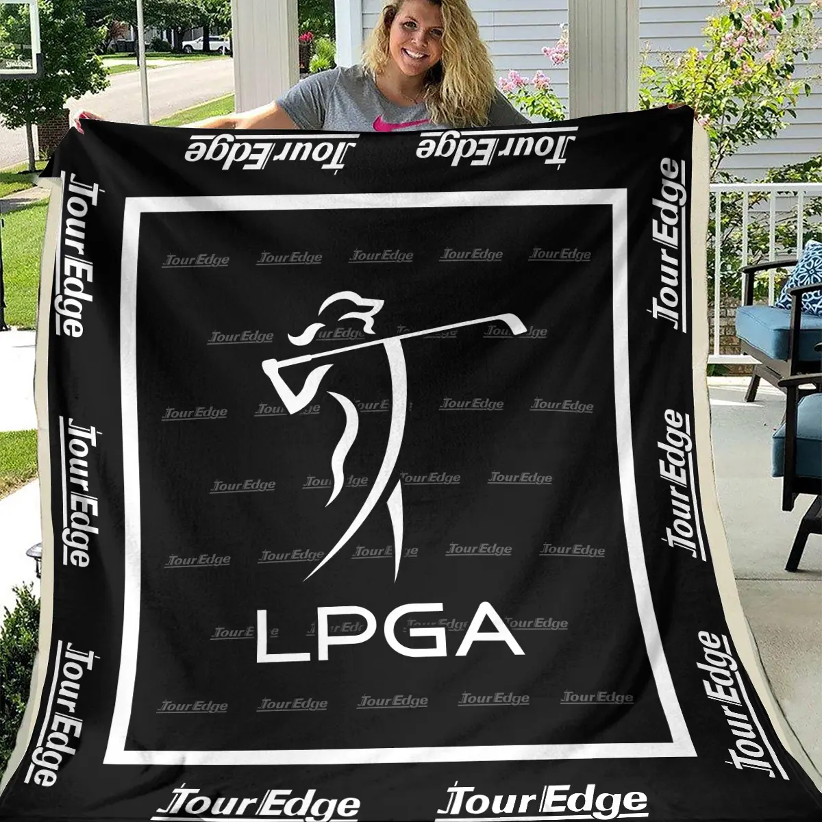 LPGA Tournament Tour Edge Brand Exclusive Logo All Over Prints BLLPGA221024A01TEBLK - Blanket