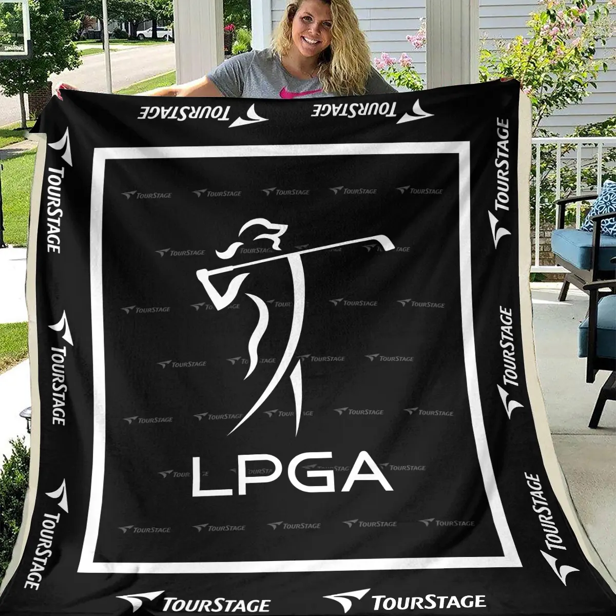 LPGA Tournament Tourstage Brand Exclusive Logo All Over Prints BLLPGA221024A01TOUBLK - Blanket