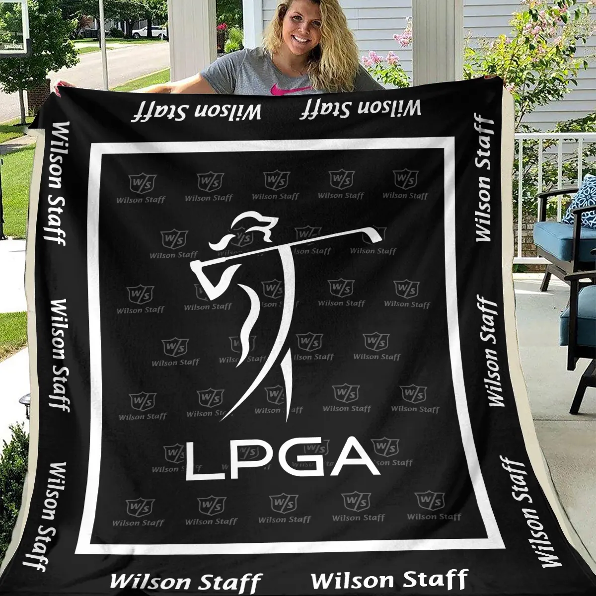 LPGA Tournament Wilson Staff Brand Exclusive Logo All Over Prints BLLPGA221024A01WSBLK - Blanket