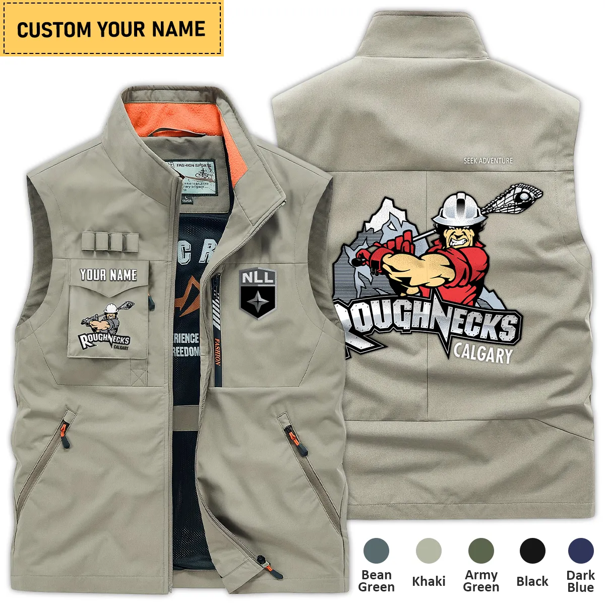 Special Release Calgary Roughnecks National Hockey League Outdoor Sleeveless Vest QTLC30724A1CGY - Khaki