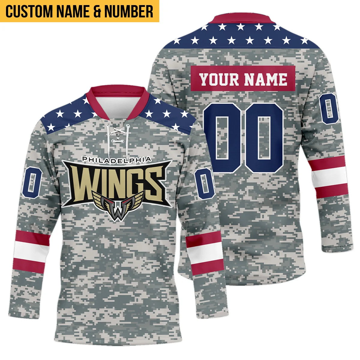 Special Release Philadelphia Wings Lace Neck Jersey All Over Print HONLL090824A01PHILNJ