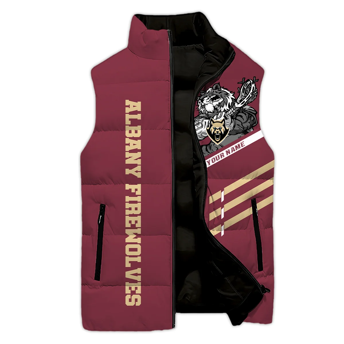 Special Release Sleeveless Puffer Jacket Albany FireWolves National Lacrosse League All Over Prints HONLL080824A01ALB