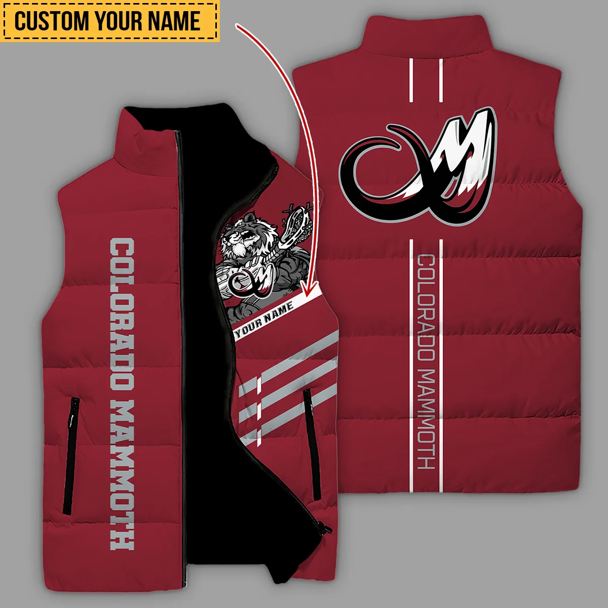 Special Release Sleeveless Puffer Jacket Colorado Mammoth National Lacrosse League All Over Prints HONLL080824A01COL