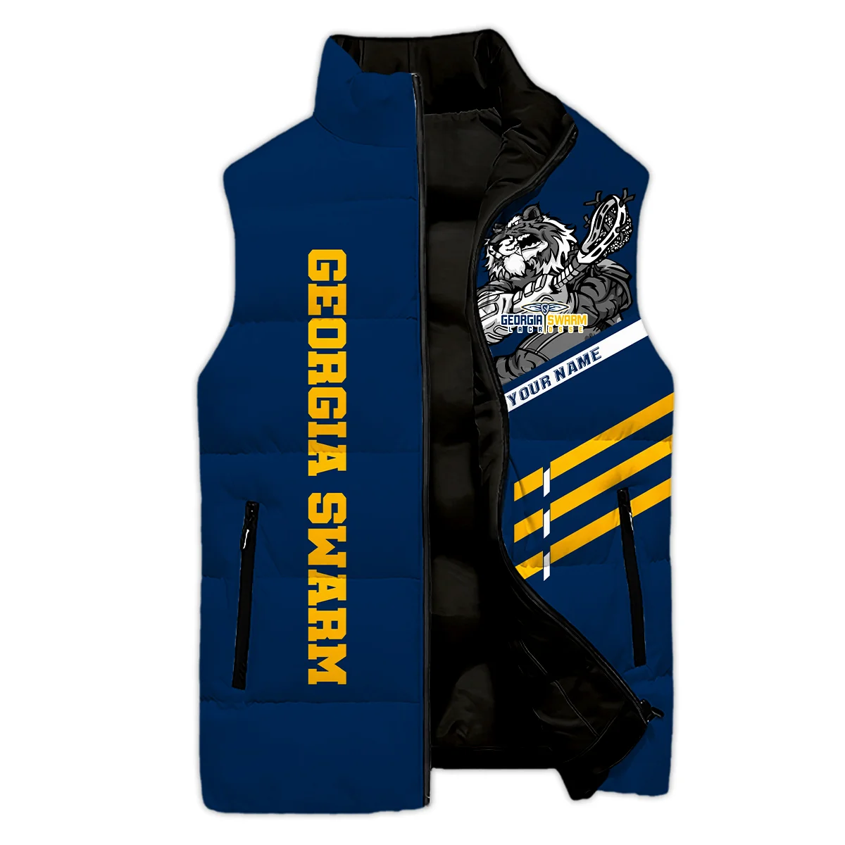 Special Release Sleeveless Puffer Jacket Georgia Swarm National Lacrosse League All Over Prints HONLL080824A01GEO