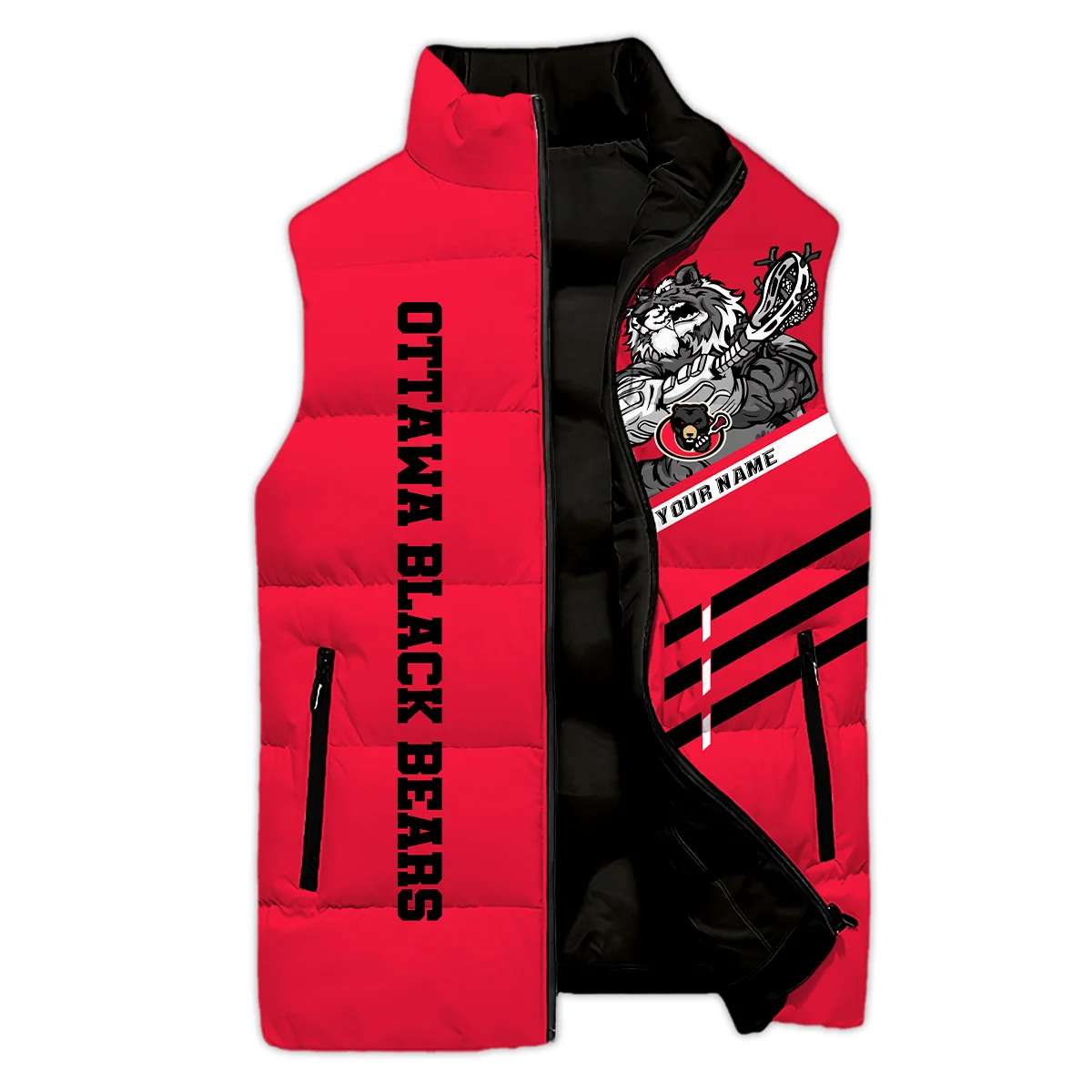 Special Release Sleeveless Puffer Jacket Ottawa Black Bears National Lacrosse League All Over Prints HONLL080824A01OBB