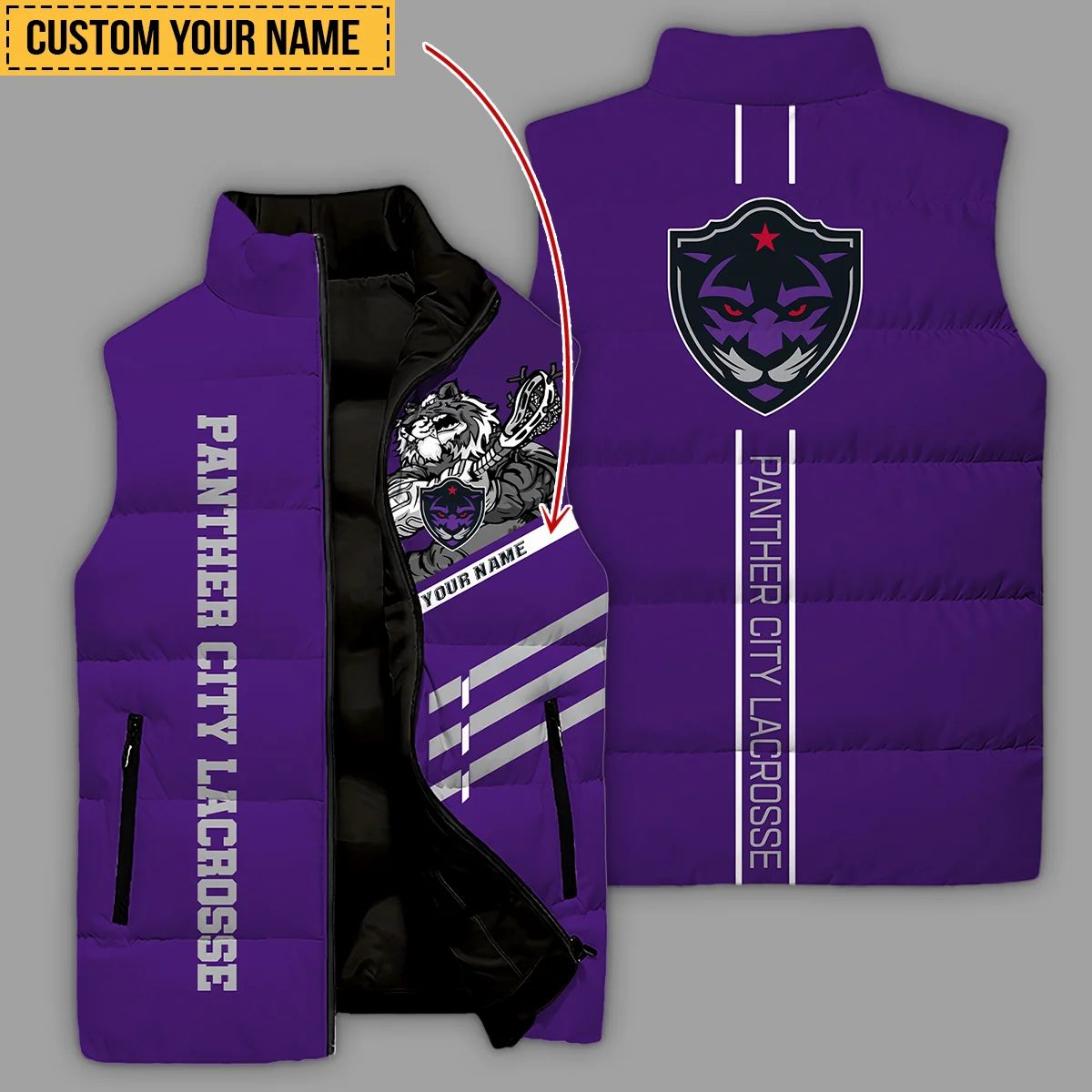 Special Release Sleeveless Puffer Jacket Panther City Lacrosse National Lacrosse League All Over Prints HONLL080824A01PCL