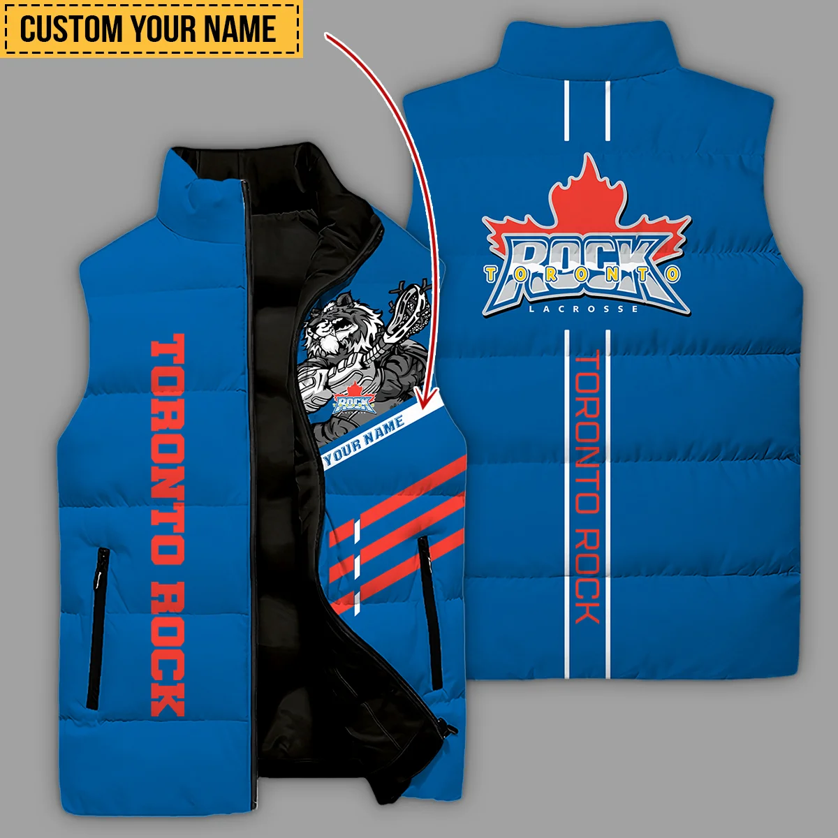 Special Release Sleeveless Puffer Jacket Toronto Rock National Lacrosse League All Over Prints HONLL080824A01TOR