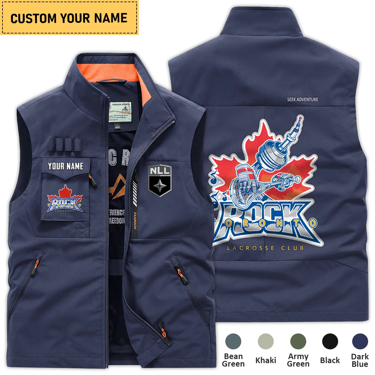 Special Release Toronto Rock National Hockey League Outdoor Sleeveless Vest QTLC30724A1TOR - Khaki