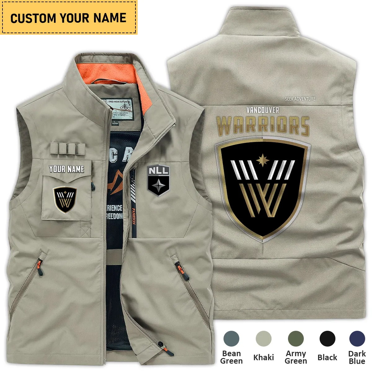 Special Release Vancouver Warriors National Hockey League Outdoor Sleeveless Vest QTLC30724A1VAN - Khaki