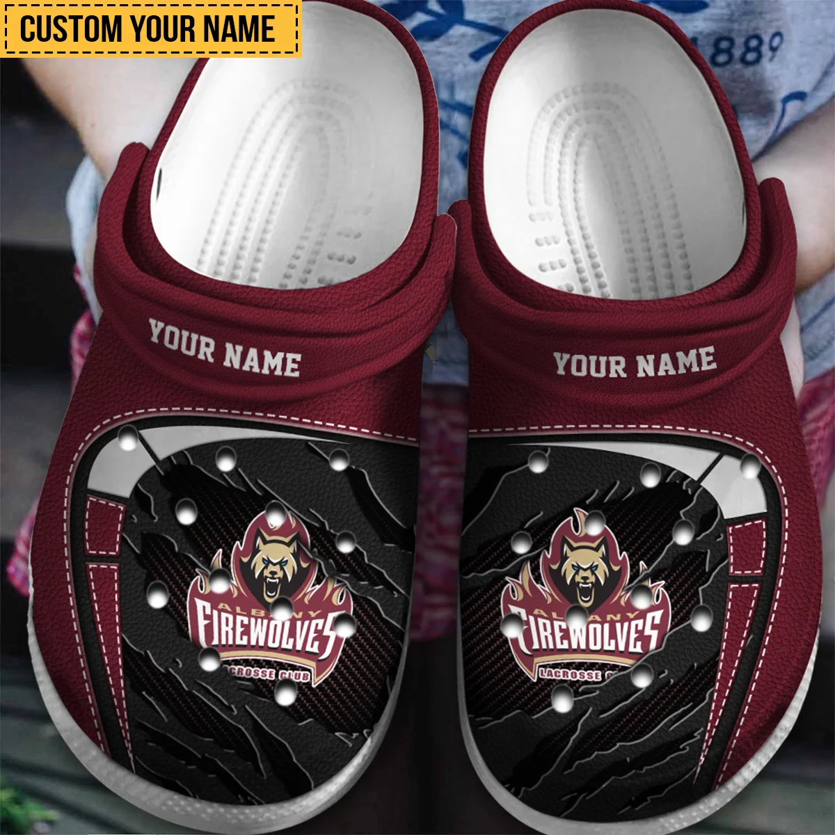 Personalized Color Torn Leather Metal Background Colorado Mammoth Classic Crocs All Over Print HONLL050824C01COL