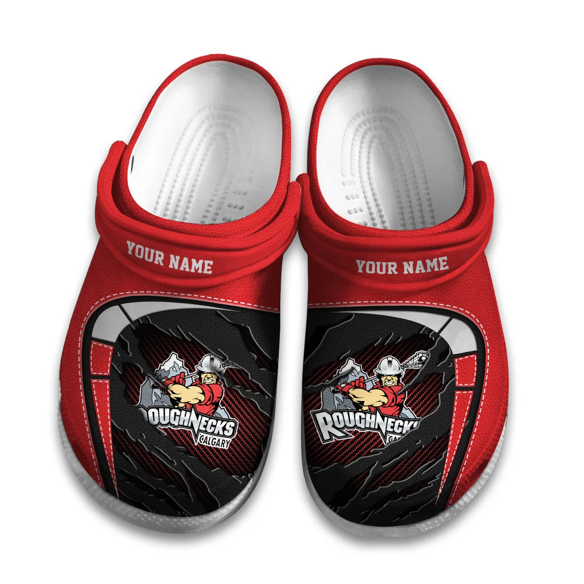 Personalized Color Torn Leather Metal Background Calgary Roughnecks Classic Crocs All Over Print HONLL050824C01CGY