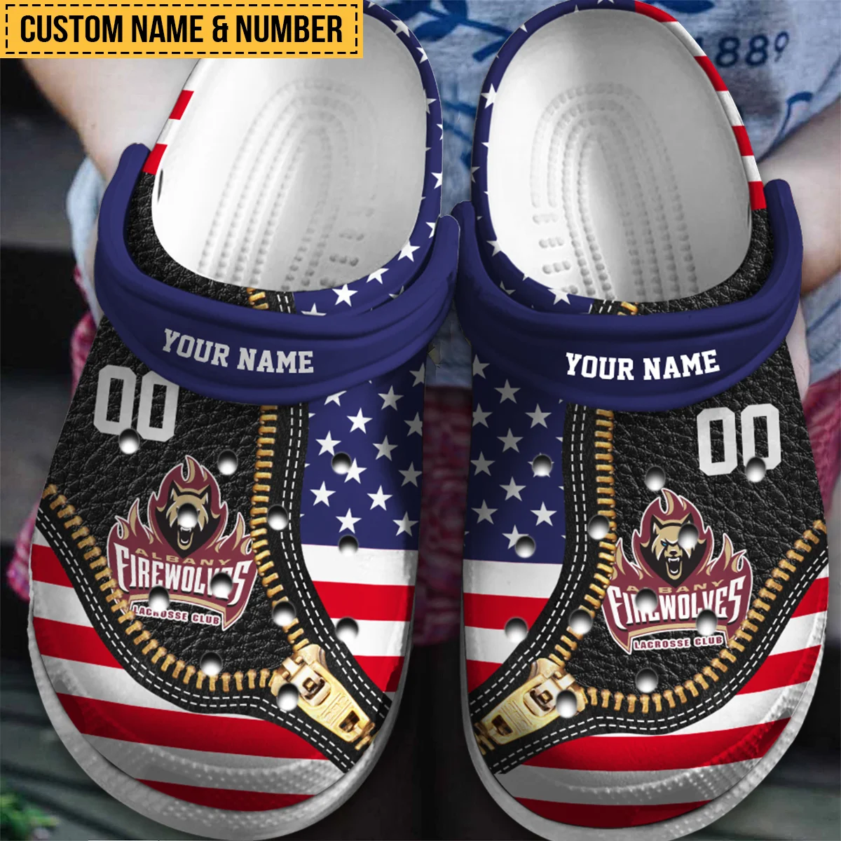 Personalized Flag USA Zip Leather Pattern Georgia Swarm Classic Crocs All Over Print HONLL030824C01GEO