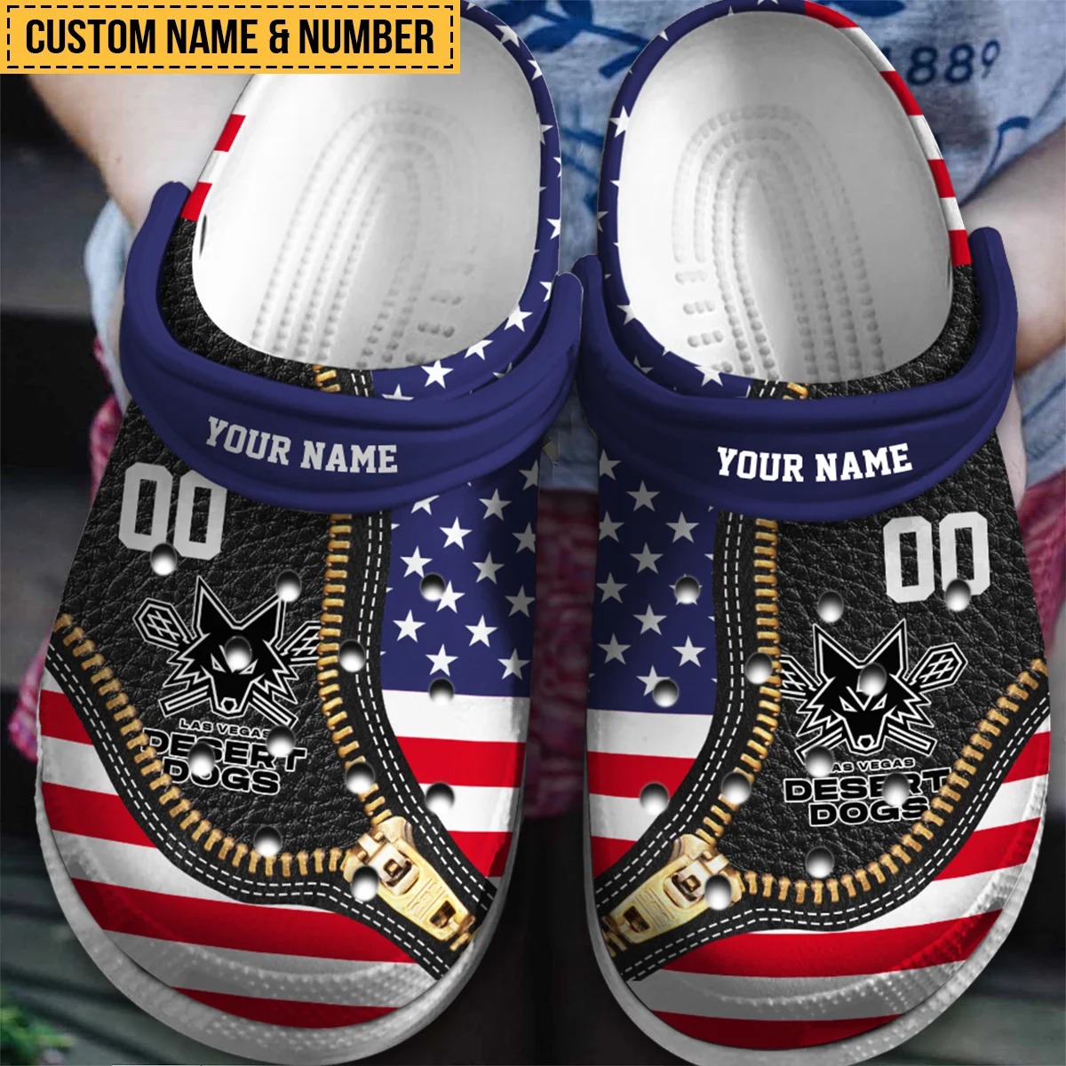 Personalized Flag USA Zip Leather Pattern Albany FireWolves Classic Crocs All Over Print HONLL030824C01ALB