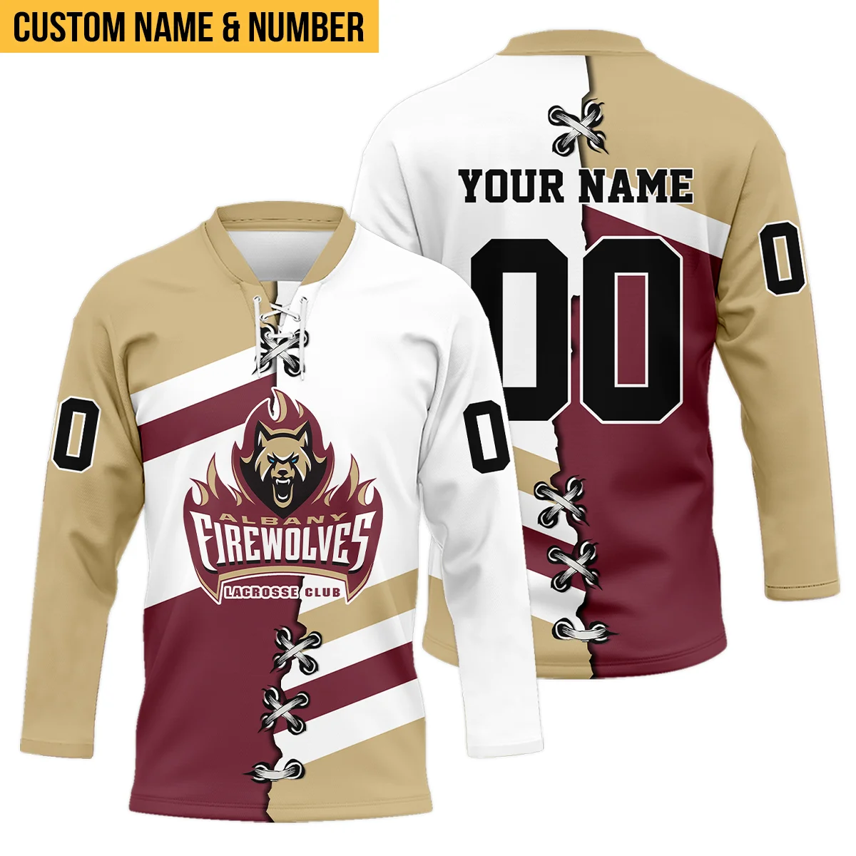 Personalized Gift Albany FireWolves Color Mix Fire National Lacrosse League V-Neck Jersey All Over Print HONLL130824A01ALBVJ