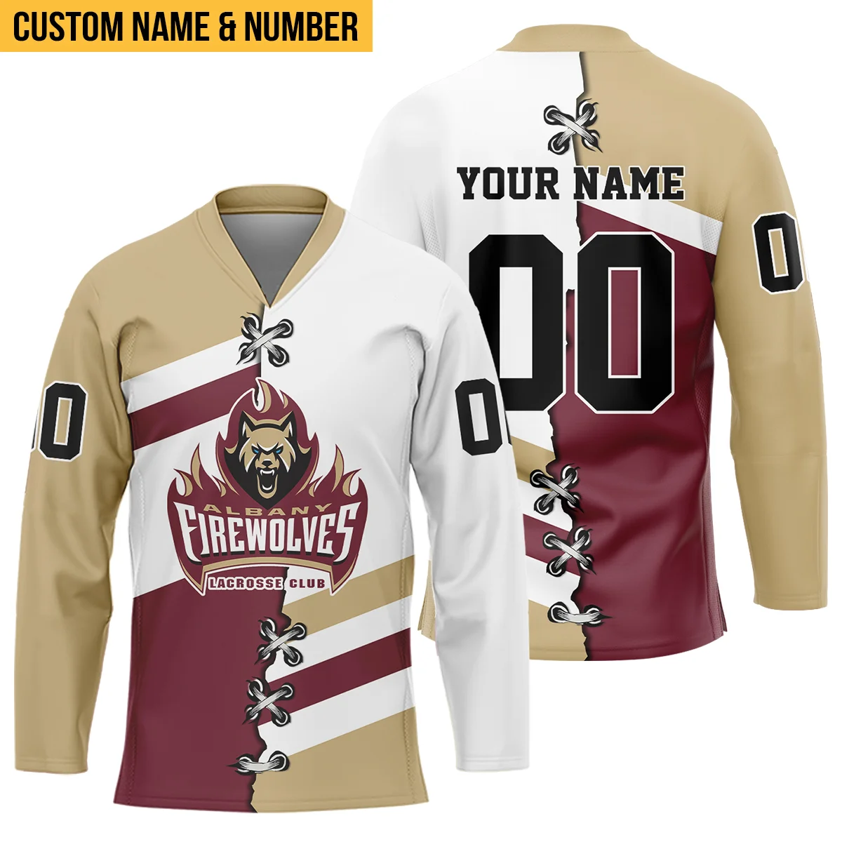 Personalized Gift Albany FireWolves V-Neck Jersey All Over Print HONLL120824A02ALBVJ