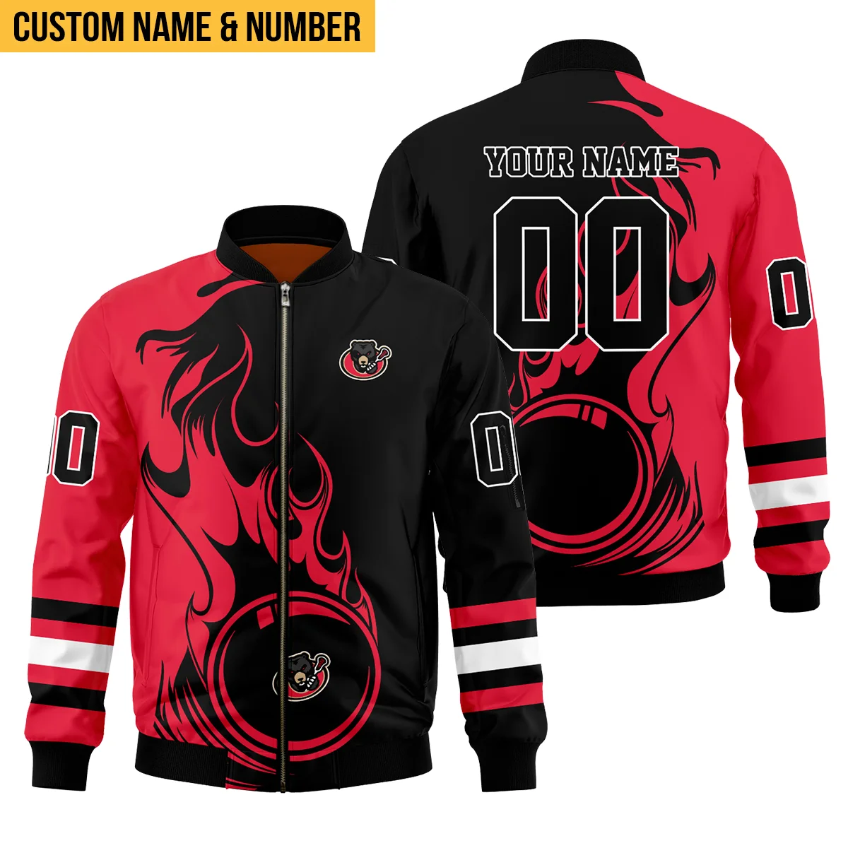 Personalized Gift Bomber Jacket  Ottawa Black Bears National Lacrosse League All Over Prints HONLL130824A01OBBBB