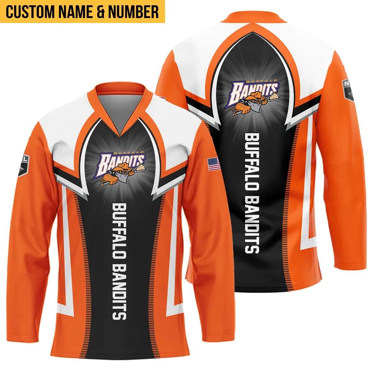 Personalized Gift Buffalo Bandits Light Background Color National Lacrosse League V-Neck Jersey All Over Print HONLL140824A01BUFVJ