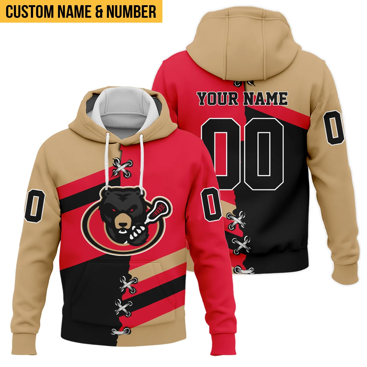 Personalized Gift Hoodie Ottawa Black Bears National Lacrosse League All Over Prints HONLL120824A02OBBHD