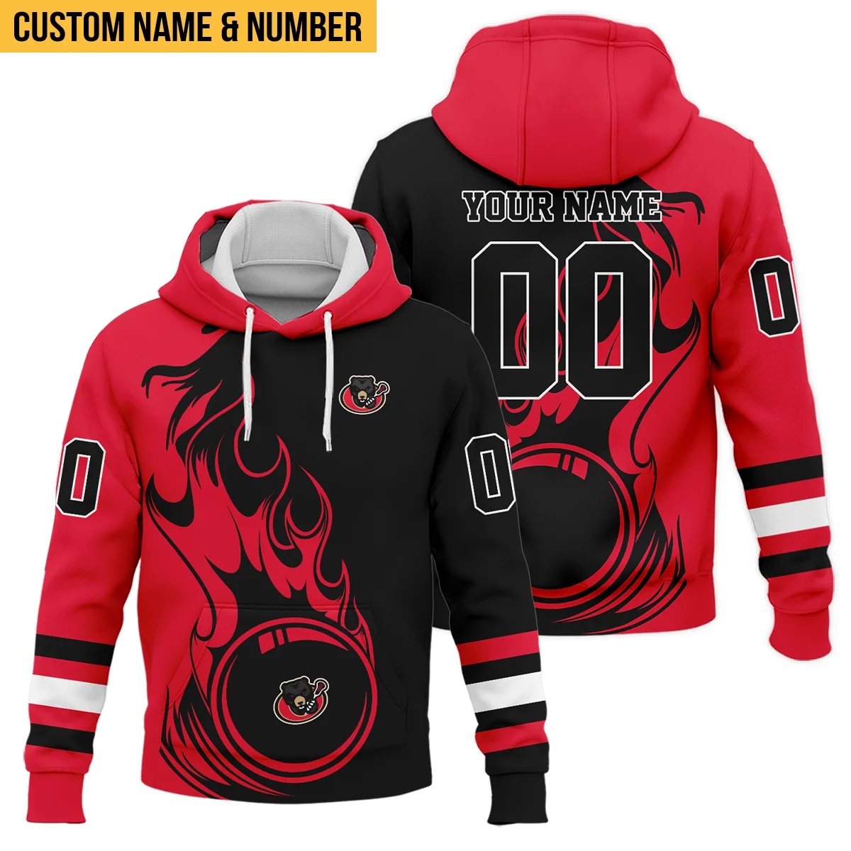 Personalized Gift Hoodie Ottawa Black Bears National Lacrosse League All Over Prints HONLL130824A01OBBHD