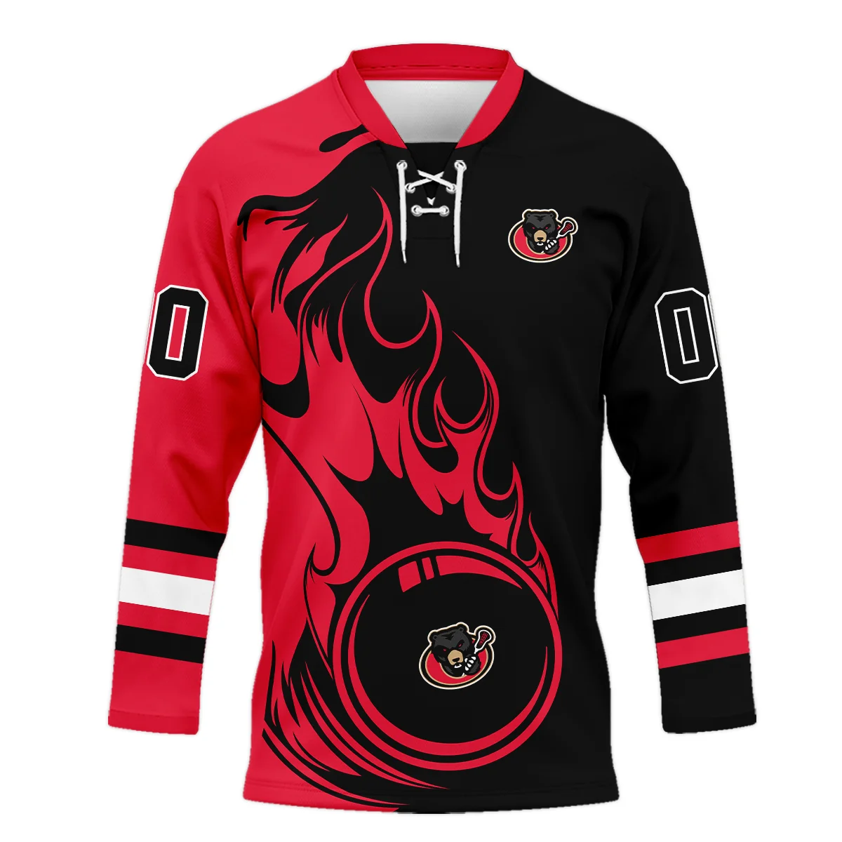 Personalized Gift Ottawa Black Bears Color Mix Fire National Lacrosse League Color Mix Fire National Lacrosse League Lace Neck Jersey All Over Print HONLL130824A01OBBLNJ