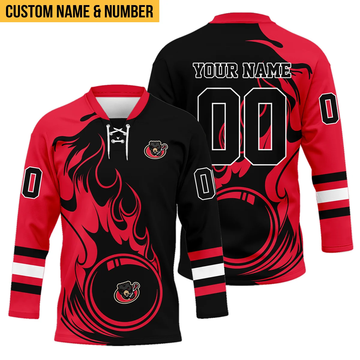 Personalized Gift Ottawa Black Bears Lace Neck Jersey All Over Print HONLL120824A02OBBLNJ