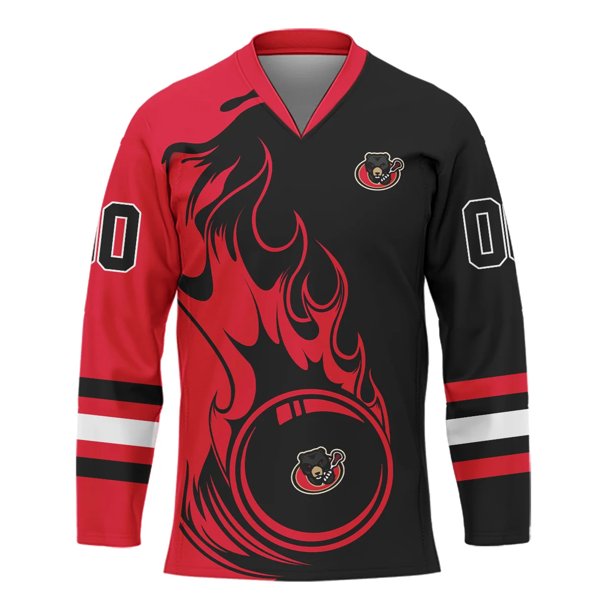 Personalized Gift Ottawa Black Bears Color Mix Fire National Lacrosse League V-Neck Jersey All Over Print HONLL130824A01OBBVJ