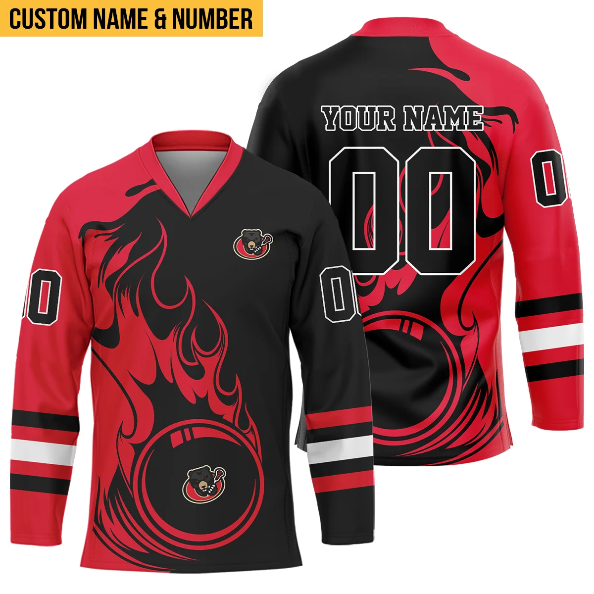 Personalized Gift Ottawa Black Bears Color Mix Fire National Lacrosse League Color Mix Fire National Lacrosse League Lace Neck Jersey All Over Print HONLL130824A01OBBLNJ