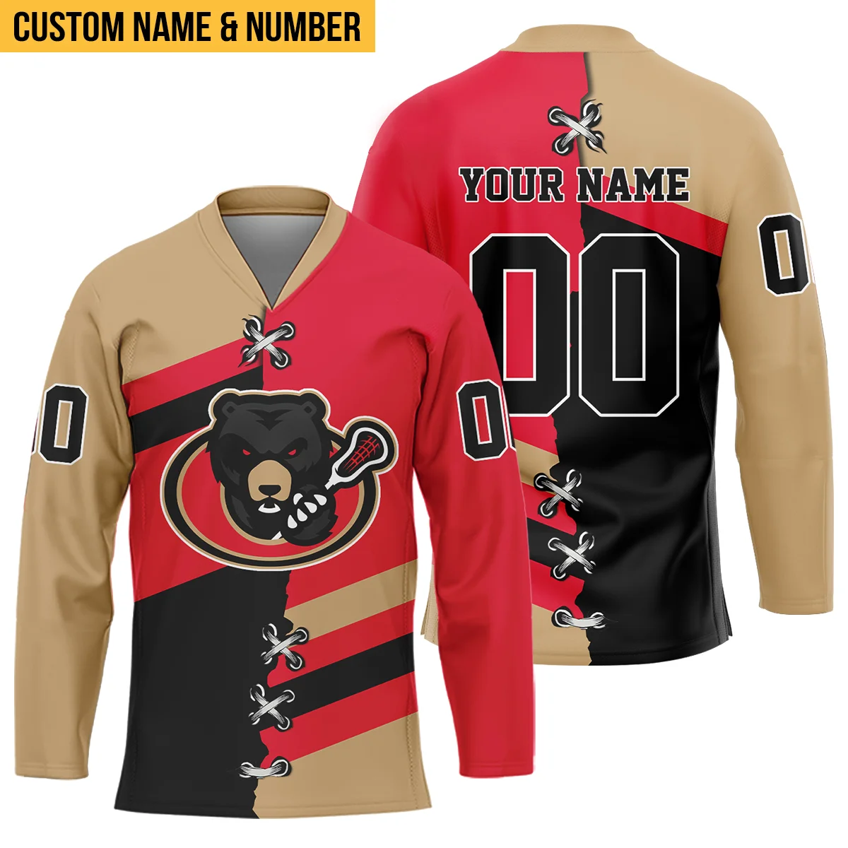 Personalized Gift Ottawa Black Bears V-Neck Jersey All Over Print HONLL120824A02OBBVJ