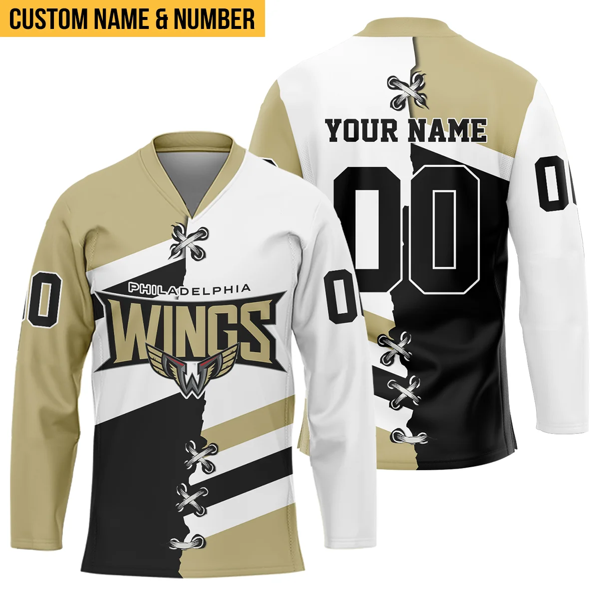 Personalized Gift Philadelphia Wings Color Mix Fire National Lacrosse League V-Neck Jersey All Over Print HONLL130824A01PHIVJ