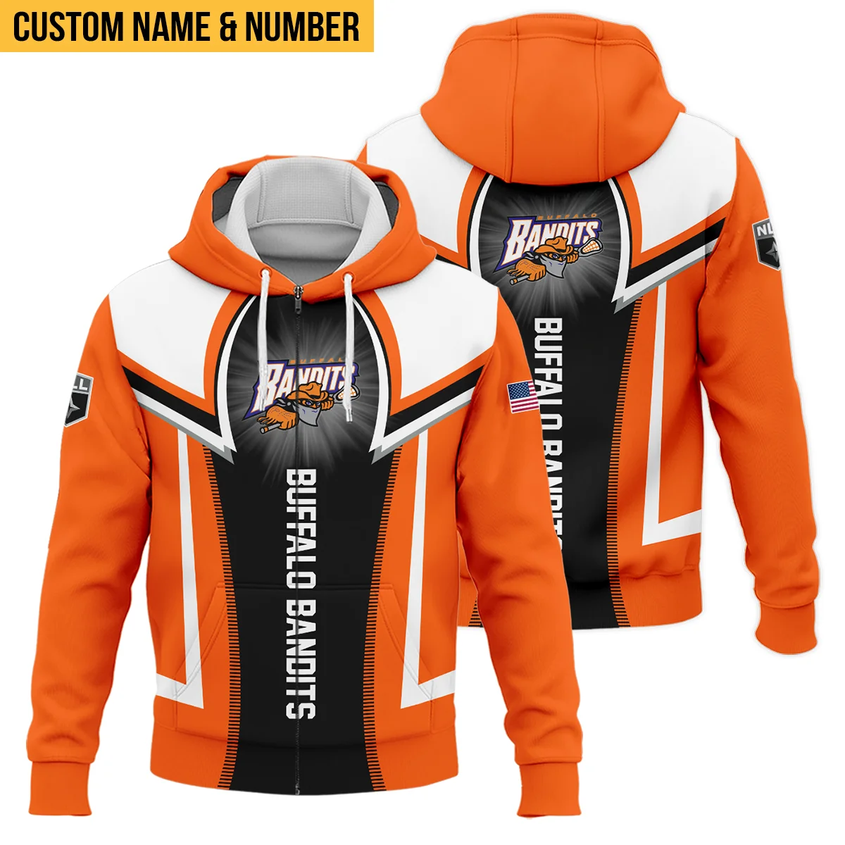 Personalized Gift Zipper Hoodie Buffalo Bandits National Lacrosse League All Over Prints HONLL140824A01BUFZHD