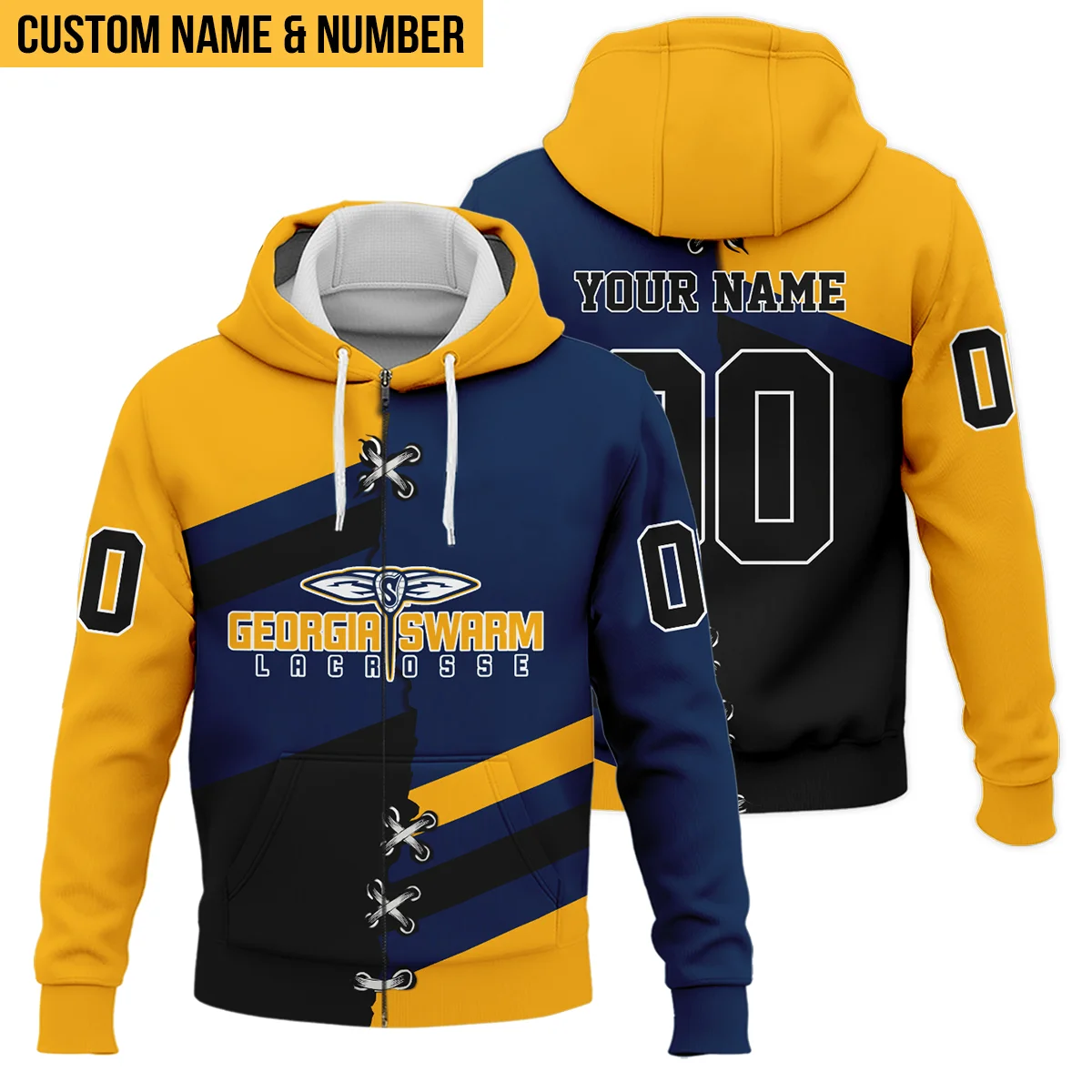 Personalized Gift Zipper Hoodie Georgia Swarm National Lacrosse League All Over Prints HONLL120824A02GEOZHD