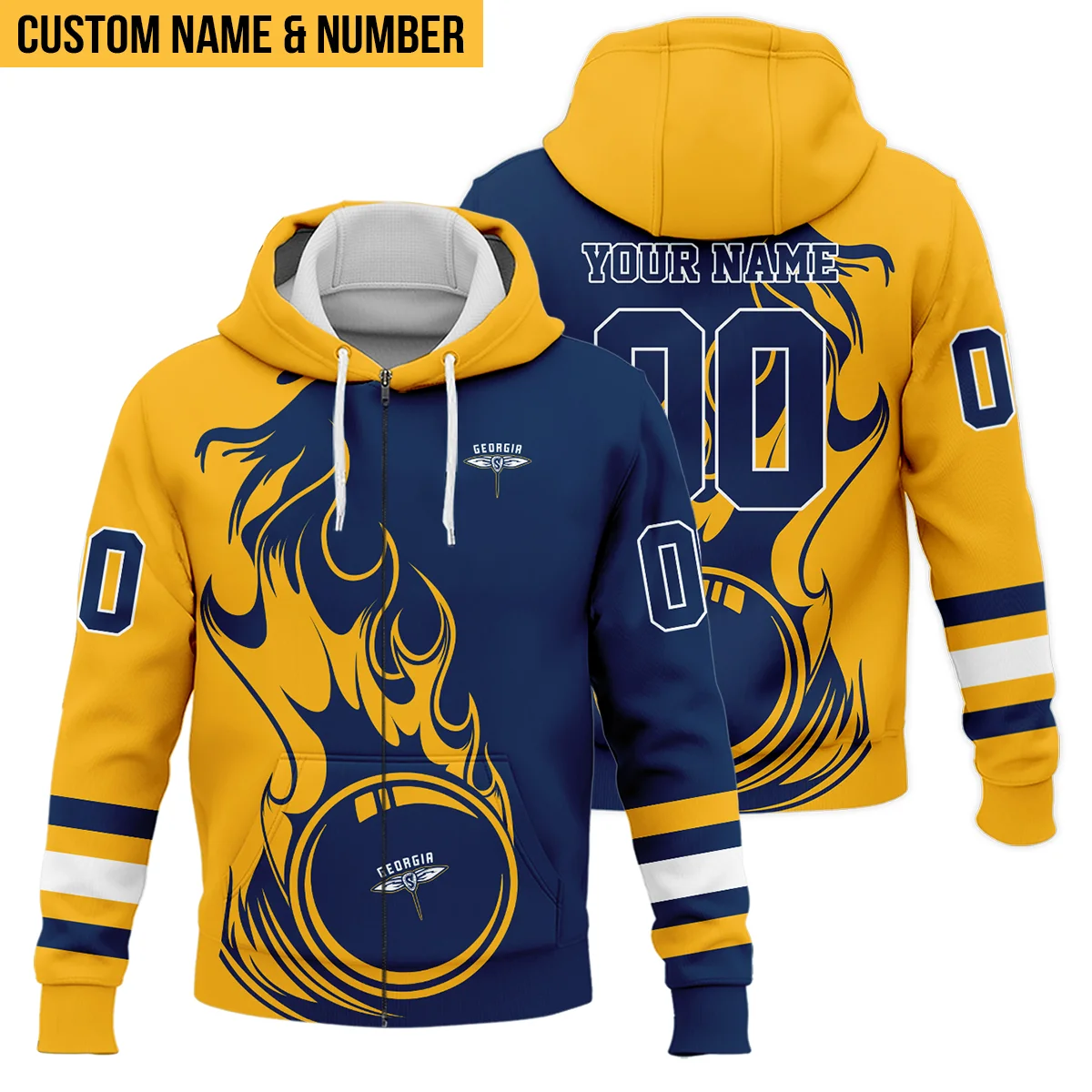 Personalized Gift Zipper Hoodie Georgia Swarm National Lacrosse League All Over Prints HONLL130824A01GEOZHD