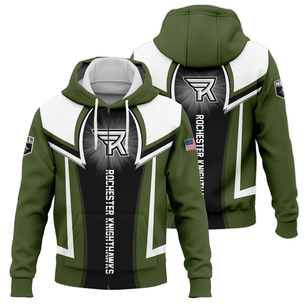 Personalized Gift Zipper Hoodie Rochester Knighthawks National Lacrosse League All Over Prints HONLL140824A01ROCZHD