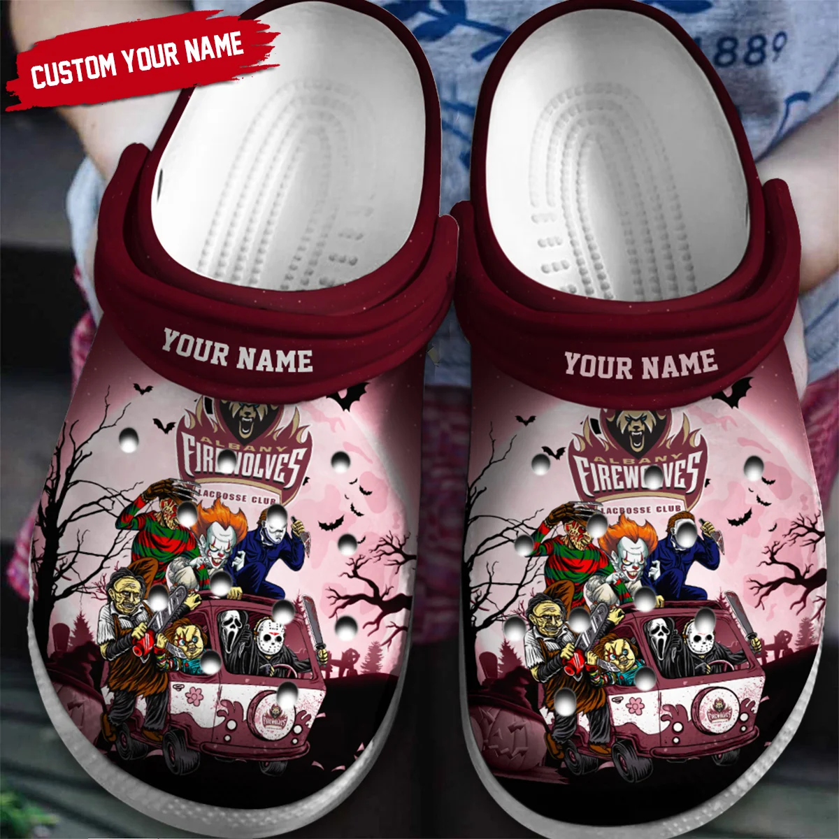 Personalized Halloween Background Halifax Thunderbirds Classic Crocs All Over Print HONLL010824C02HFX