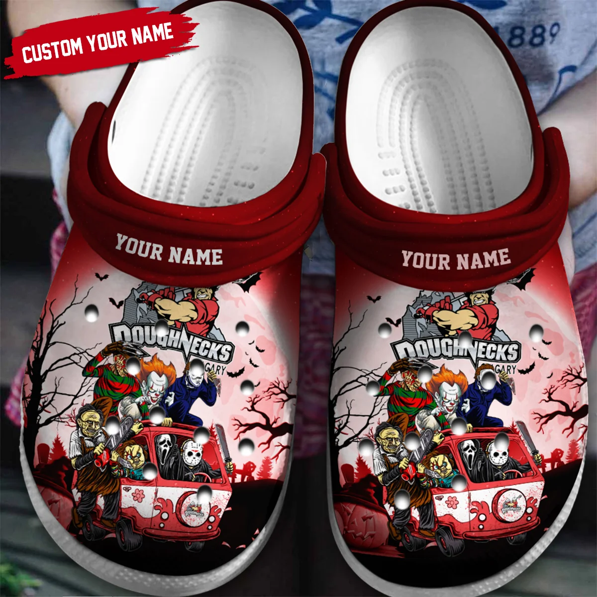 Personalized Halloween Background Calgary Roughnecks Classic Crocs All Over Print HONLL010824C02CGY