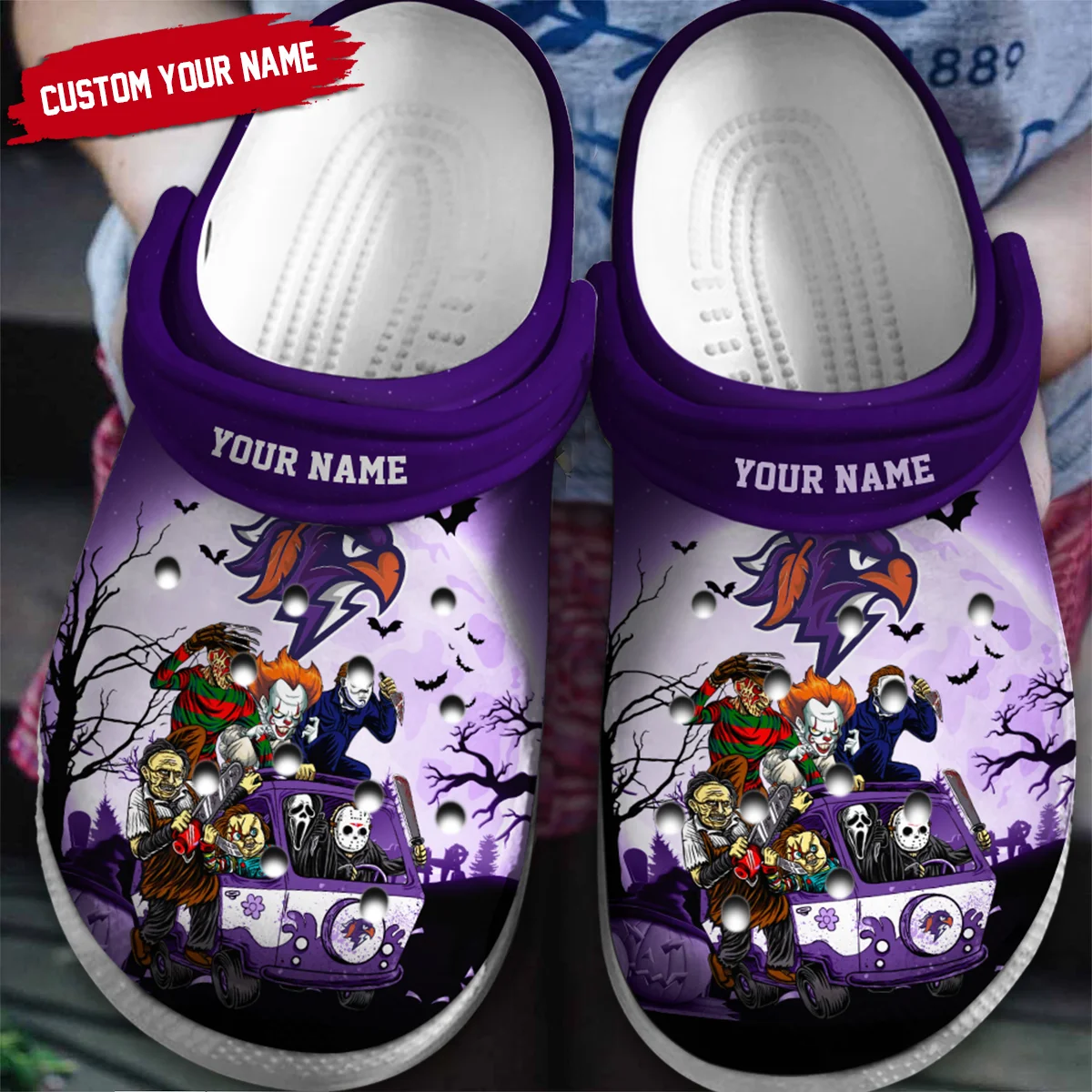 Personalized Halloween Background Halifax Thunderbirds Classic Crocs All Over Print HONLL010824C02HFX