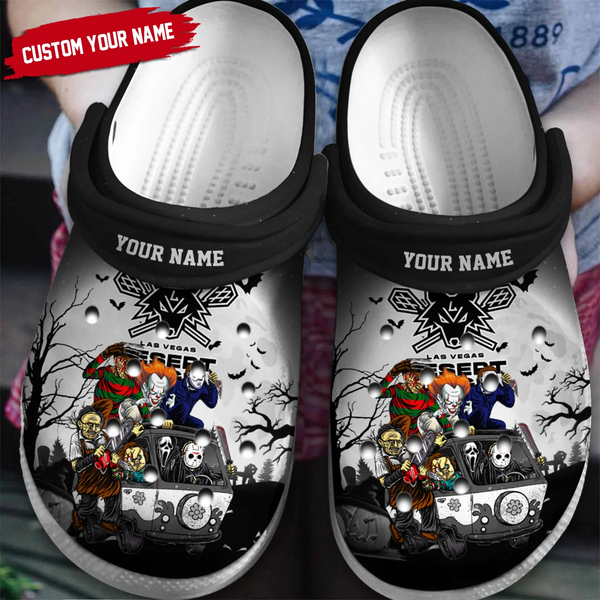 Personalized Halloween Background Rochester Knighthawks Classic Crocs All Over Print HONLL010824C02ROC