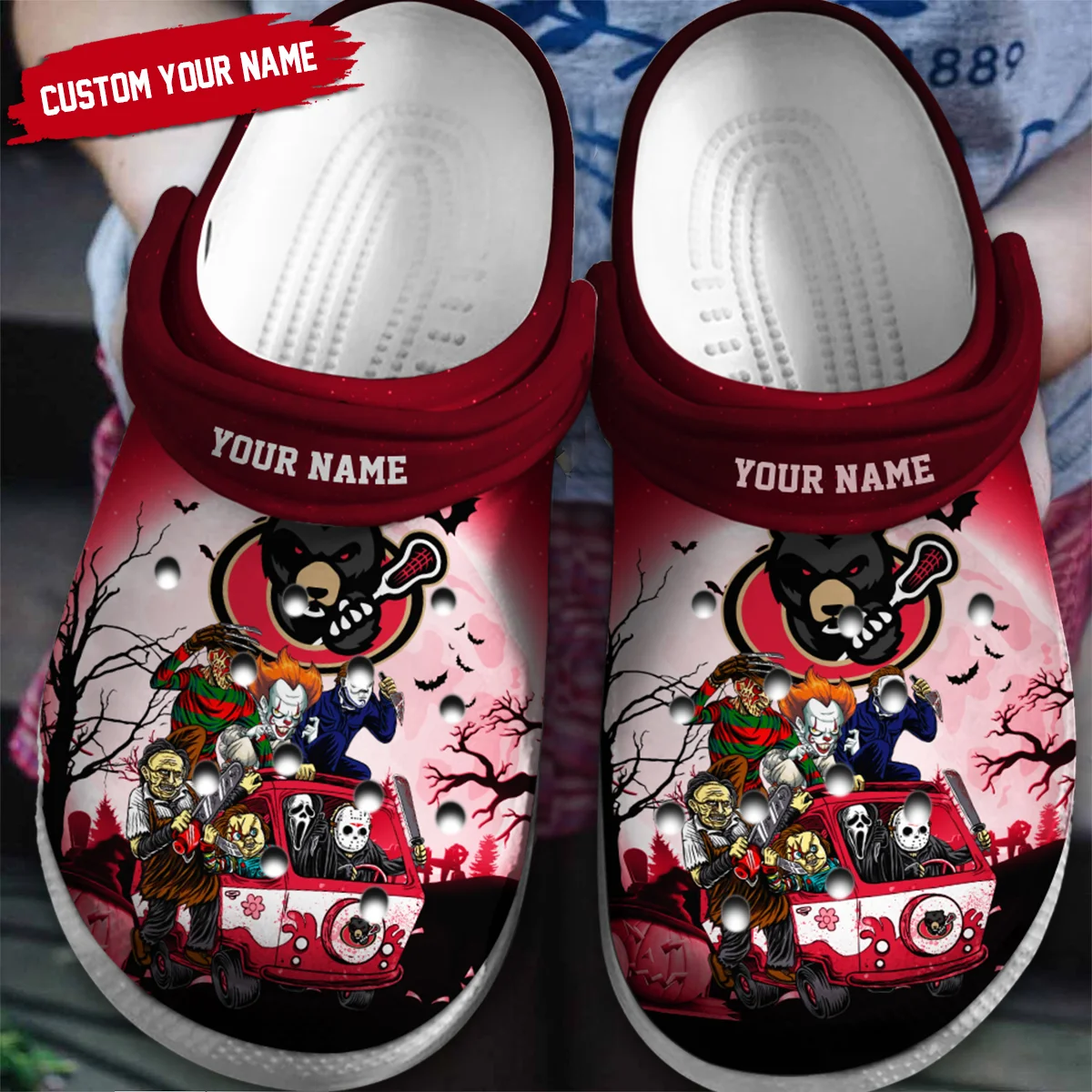 Personalized Halloween Background Ottawa Black Bears Classic Crocs All Over Print HONLL010824C02OBB