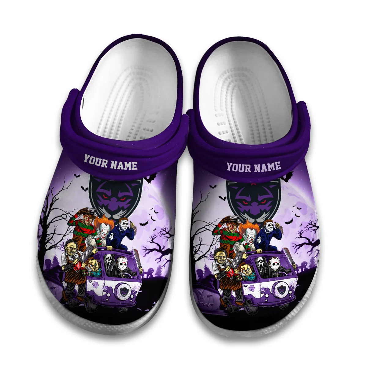 Personalized Halloween Background Panther City Lacrosse Classic Crocs All Over Print HONLL010824C02PCL