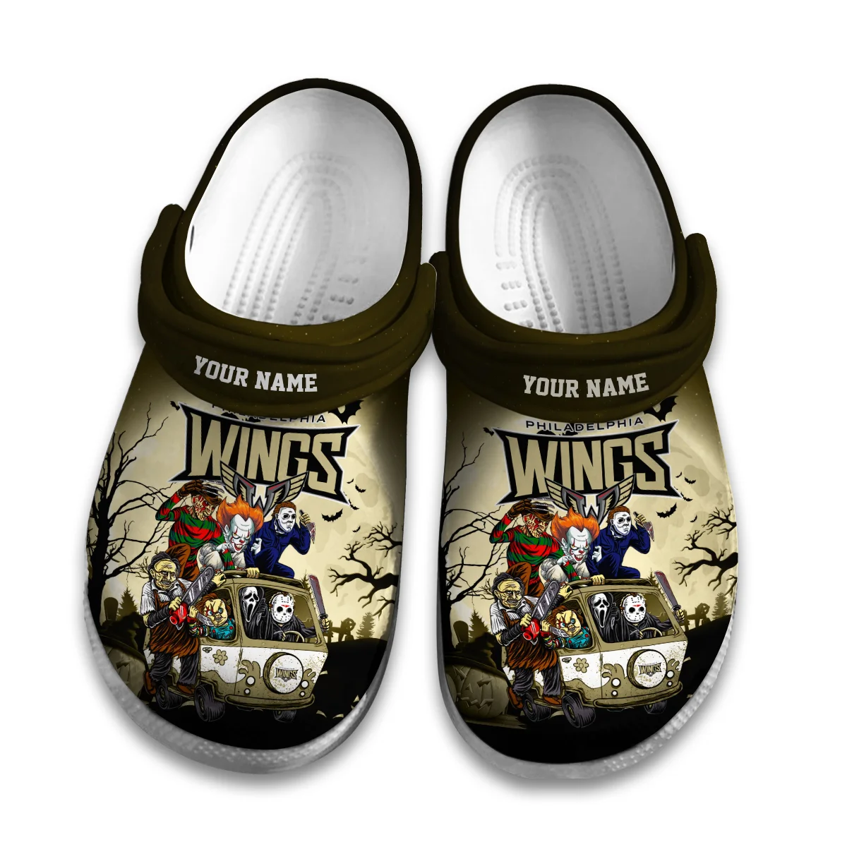 Personalized Halloween Background Philadelphia Wings Classic Crocs All Over Print HONLL010824C02PHI