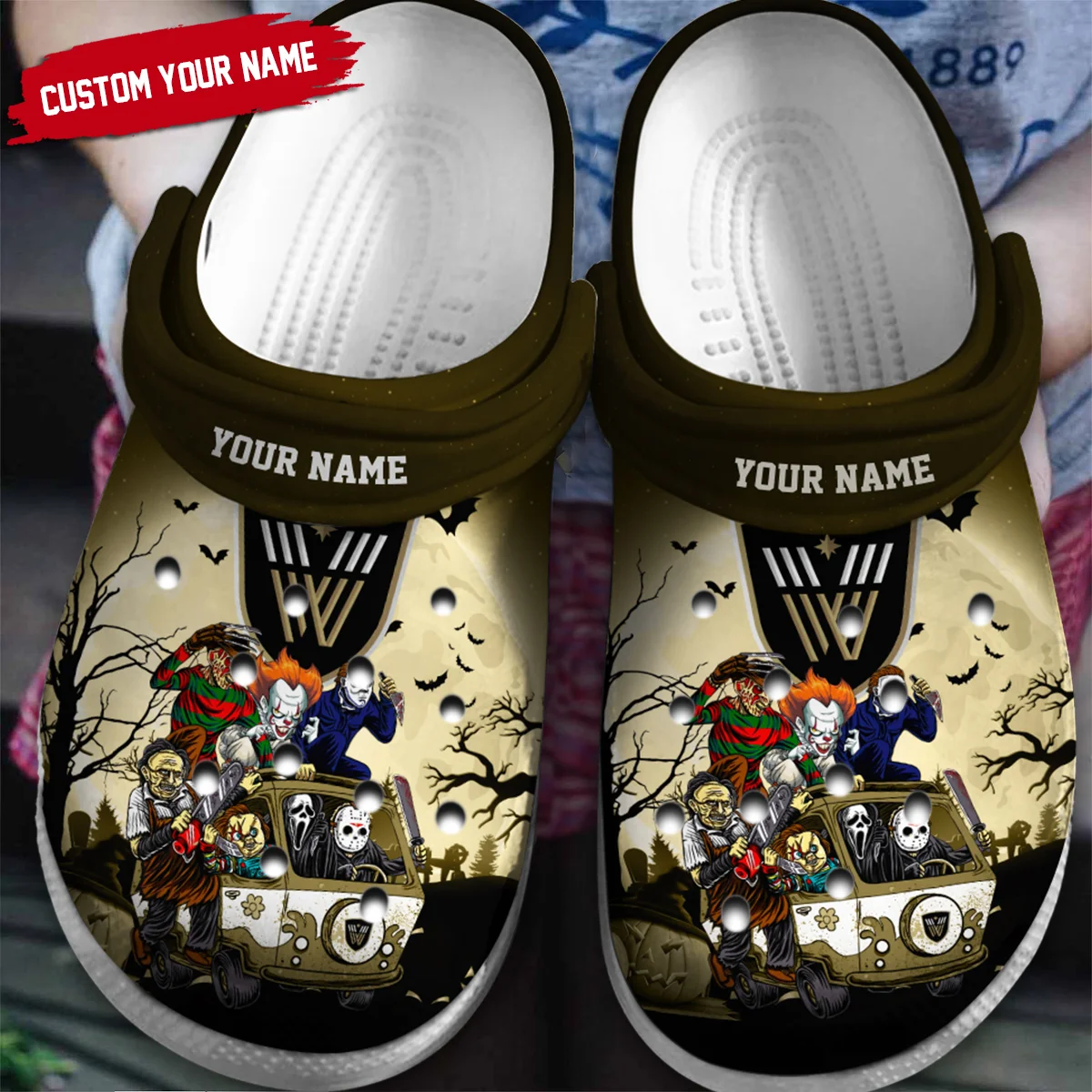 Personalized Halloween Background Vancouver Warriors Classic Crocs All Over Print HONLL010824C02VAN