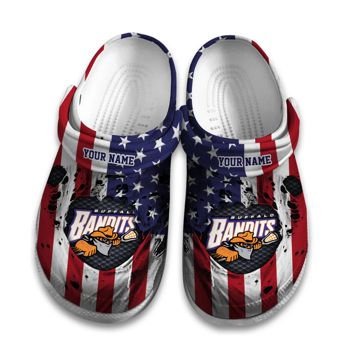 Personalized USA Flag Buffalo Bandits Classic Crocs All Over Print HONLL310724C01BUF